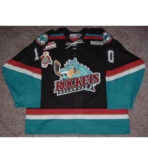 Custom WHL Kelowna Rockets 03 04 DJ King Road Hockey Jersey Black